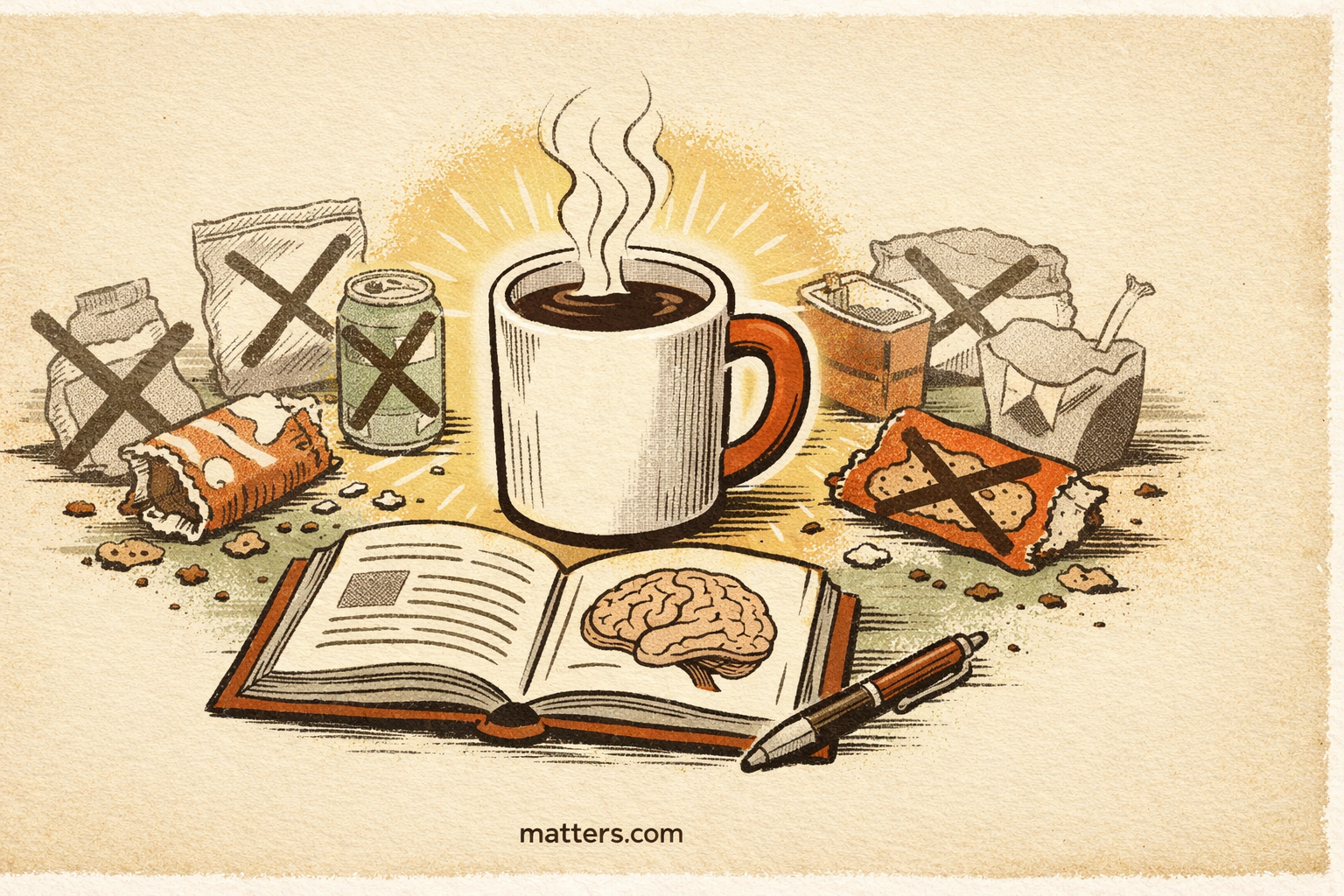 Coffee · Matters.com — New research: coffee stands apart as ultra-processed foods linked to brain loss